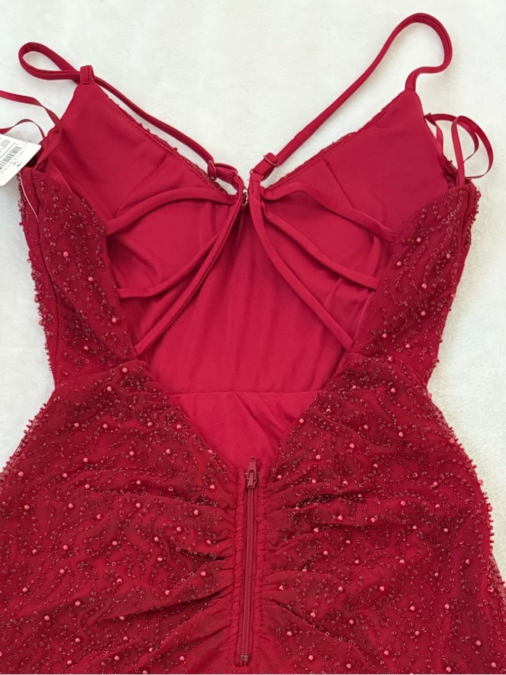 Windsor Red Beaded Mini Dress NWT Backless Strappy Bodycon Size Small - Picture 8 of 8